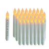 Bougies coniques LED sans flamme décoration de fête lumineuse à piles jaune chaud vacillant flamme bougie de poche en plastique blanc 12 pièces/boîte