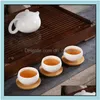 Dishes Plates 200Pcs Creativity Natural Bamboo Small Round Rural Amorous Feelings Wooden Sauce And Vinegar Tableware P Otkdu