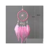 Novelty Items Handmade Dream Catcher Pendant Mini Car Ornaments Innovative Gifts Wind Chimes Dreamcatcher Natural Feathers Wall Dhdzw