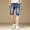 Heren shorts nieuwe heren dunne denim mode shorts gewassen denim slanke fit casual korte heren jeans shorts homme vernietigde gescheurde jeans plus size w0327