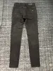 Erkek pantolon siyah kot patchwork deri yama yırtık erkek 230328