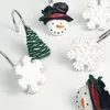 Ganchos de túnica 12pcs Curina de chuveiro ganchos de desenho animado tema de natal resina cabide de cortina à prova d'água do boneco de neve do boneco de neve do boneco de neve anéis de cortina para banheiro 230328