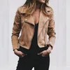 Damesjassen 80% Verkoop Plus size Biker Dames Solid Color Rapel Lapel Lange Mouw Zip Up Short Jacket Coat