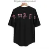 Pa Genuine Replica Palm 2022 Ins New Summer Rainbow Angel Foam Letter Print Off Shoulder Sleeve Bat Sleeve Crew Neck Black Casual Trend