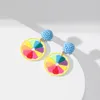 Dangle Earrings Creative Colorful Pizza Round For Women Niche Design Acrylic Fashion Accessories Jewelry Gift