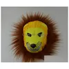 Maski imprezowe Realistyczne futra mane lateksu maska ​​Py Animal Tiger/Lion/Monkey/Wolf Partern Fl Face Cosplay Halloween Costume GB600 Drop Dhxz0