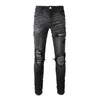 Pantaloni da uomo Arrivi Distressed Slim Fit Steetwear Style Bandana Patchwork Skinny Stretch High Street Jeans strappati neri grigio scuro 230328