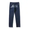 Herrbyxor high street mode män jeans hund tryck rak löst denim mens retro casual byxor tvättade hiphop jean 230328