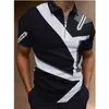 Camicia POLO casual da uomo a manica corta con zip stile SKA con risvolto Polo da uomo 230328