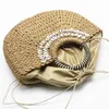 Damentaschen Designer handgewebte Shell-Strohtasche böhmische Nähte Clutch Bali Urlaub am Meer Mondtasche Strandtasche Handtasche 230328