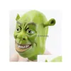 Maski imprezowe zielone shrek lateks film Cosplay Prop Adt Animal Mask for Halloween Costume Fancy Dress Ball GC1254 DR DHS5D