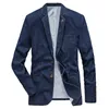 بدلات الرجال بليزرز M-4XL Denim Blazer Men Jacket Cotton Autumn Spring Fashion Clothes Slim Fit Business Jean Coats Men Suits Nasual My189 230328