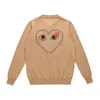 Designer Men's Sweaters CDG Com Des Garcons Play Button Pink Wool Women's Sweater Crew Neck Cardigan Double Hearts Size M