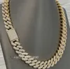 Maßgeschneiderter, 15 mm breiter, schwerer Iced Out Bust Down Miami Vvs Moissanit Diamonds Cuban Link