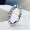 Band Rings OEVAS 100 925 Sterling Silver Sparkling 1 Row 3mm High Carbon Diamond Finger Rings For Women Top Quality Party Fine Jewelry Z0327