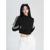 Sweats à capuche pour femmes Sweats STSVZORR Sweter Lengan Panjang Kerah Berdiri Pendek Sweat à capuche Musim Semi dan Gugur Wanita Jaket Kardigan Desain Retro Y2K 230328