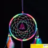 Decorative Objects Figurines Handmade Dream Catcher Traditional Dreamcatcher Wall Hanging Decoration Colorful Feather