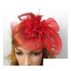 Bijoux De Cheveux De Mariage Style Européen Voile Plume Femmes Accessoires Fascinator Chapeau Cocktail Party Headpiece Court Headwea Dhj