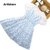 Mädchen Kleider Mädchen Kleid Blumenmuster Mädchen Sommerkleid Patchwork Kleid für Kinder Teenager Kostüm Mädchen 6 8 10 12 14