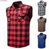 Camicie casual da uomo Camicie casual da uomo in flanella scozzese senza maniche a doppia tasca Cowboy Button Down Camicie da uomo in cotone Plus Size Gilet a scacchi Top 2XL W0328