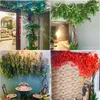 Flores decorativas Plantas verdes artificiais Twining Vines Indoor Falso Banyan Living Room Plant Branches Simulação