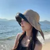 Caps de chapeaux de soleil BP New Wide Brim ATS BETS FEMME SOIND SLEST SOLIDE PANAMA CAPS SPLICING COLOR Fisherman Lames Summer Sun Travel Beh at Woman Man