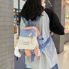 Skolväskor Små kvinnors ryggsäck Mini Girls 'kontrasterande färgväska Vattentät Nylon Tyg Japanese Casual Girl Bag Kvinna 230327