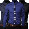 Mens Polos Business Shirt Casual Long Sleeved Male Social Dress S Men Argyle Luxury Style Slim Fit 230328