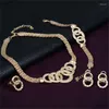 Necklace Earrings Set 2023 4-piece Jewelry Fashion Female Bride Crystal Bracelet Pendant Ring Gift