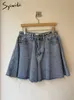 Pantalones cortos de mujer Syiwidii Jean Shorts mujeres verano cintura alta holgado pierna ancha llamarada pantalones vaqueros cortos Casual Vintage estilo coreano Y2k pantalones cortos de mezclilla 230328