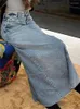 Юбки Tossy Denim Long для женщин Повседневная High Street Джинсовая юбка с низкой талией с карманом на молнии Уличная одежда Y2k Maxi