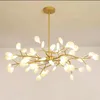 Kroonluchters Moderne Led Firefly hanglampen Goud Zwarte boom Branch Luxe kamer Decor voor slaapkamer Dineren Living Home Decoratie