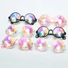 Yoovos 2023 Модные круглые очки Rave Mosaic Crystal Sunglasses Club Party Психоделическая призма