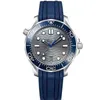 Moldura de cerâmica azul Branco Rologio Relógios de luxo Masters Luminous 42MM Homens Relógios de homem 8800 Automático James 007 Mecânico Movimento Relógios de pulso Relógios de pulso