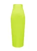 Skirts Women Candy Color Sexy Neon Green Pink Orange Yellow Pink Midi Knee Length Bandage Skirt Designer Pencil Skirt Faldas 78cm 230327