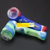 Silicone Hand Tuba Tuba de tubo de fumante Removível colher de mão Bongoh Bongs com plataformas de óleo de tigela de vidro de vidro gêmeos frete grátis