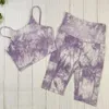 Women's Tracksuits Tie Dye Women Shorts Sets Gym Clothing Fitness Sportswear Workout Colthes For Two Piece Set Sport Bra Active Wear Suits