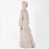 Ropa étnica musulmán adulto fresco de longitud completa Abaya árabe vestido con volantes en cascada bata Musical rebeca de oración Wq1224 Dropship