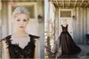 Partykleider Vintage schwarze Hochzeit Spitze Applikation Schatz ALine Gothic Brautkleid Perlen rückenfrei langes Tüllkleid 230328