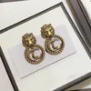 الفاخرة الكلاسيكية الرجعية نمط الأسد مصمم وأقراط العلامة التجارية رسالة قلادة القرط للنساء مجوهرات إكسسوار هدايا الزفاف عالية الجودة