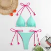 Bikini set 2023 New Green Bralette Bikini Set Costume da bagno Donna Sexy Solid Hipster Due pezzi Beachwear Costume da bagno Costumi da bagno P230328