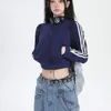 Sweats à capuche pour femmes Sweats STSVZORR Sweter Lengan Panjang Kerah Berdiri Pendek Sweat à capuche Musim Semi dan Gugur Wanita Jaket Kardigan Desain Retro Y2K 230328