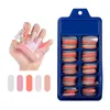 Valse nagels 100 stcs/doos snoepkleur nagel draagbare volle hoes vaste puntige stickers lange ballerina blauwe roze tips