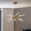 Chandeliers Modern Screw Propeller Led For Living Dining Room Pendant Lamps Iron Art Light Stick Home Decor LOFT Hanging