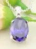 Handmade Jewelry Gift Solid 925 Sterling Silver Plated Oval Purple Amethyst Gemstone Fashion Pendants for Necklace Jewelry