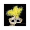 Party Masks Color Premium Leather Feather Mask Masquerade Parties Halloween Carnival Dress Costume Lady Gifts Dhobd