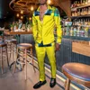 Men's Tracksuits New Spring Gentleman Shirt Trousers Checkered Fashion Brand 3D Men Suit Jacket Cardigan Pants Set European Size Man's Outfit W0328