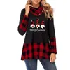 Felpe con cappuccio da donna Felpe autunno e inverno Donna Casual Plaid natalizio Camicie stampate Manica lunga Collo alto Camicetta Camicetta Cappuccio