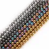 Magnetische materialen 8 mm hoogwaardige natuursteen zwarte hematietkralen rond los voor sieraden maken doe -het -zelf armband ketting 4/6 dht2l