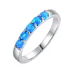 Bohemia Blue and White Opal Ring Pierścień zaręczynowy Z0327